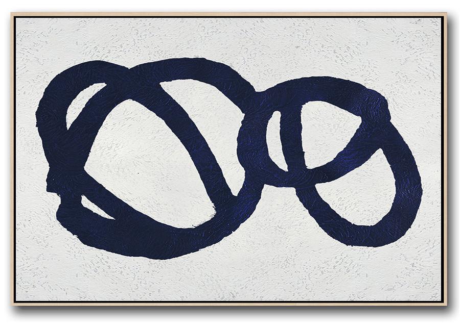 Horizontal Navy Blue Minimal Art #NV140C